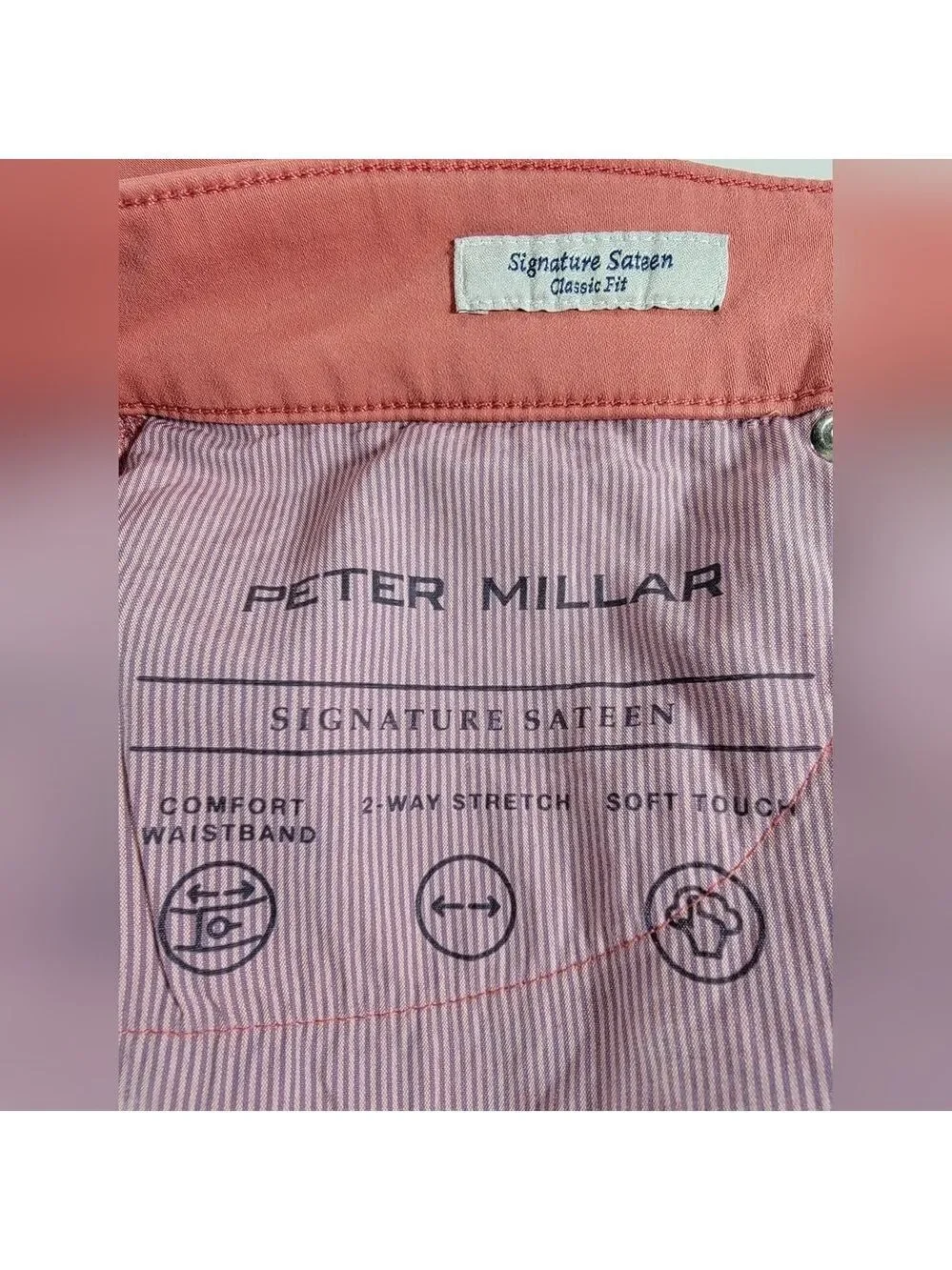 NEW Peter Millar Crown Signature Sateen Five Pocket Pants Cape Red 34x34 NWT